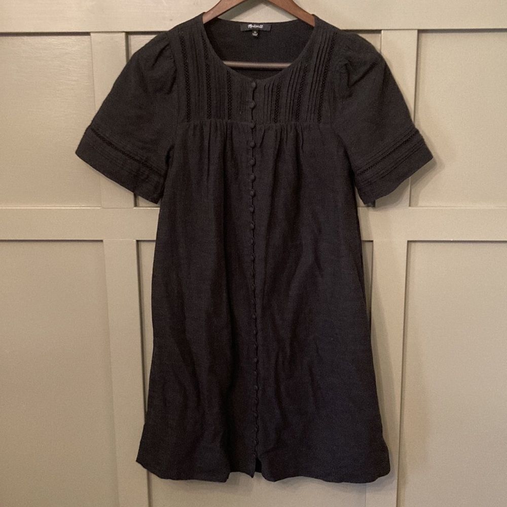 Madewell Pleated Button Front Peasant Shift Dress… - image 5